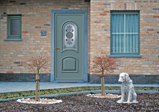 Voordeur aluminium met RVS accent